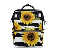 WowPrint Diaper Tote Bag Sunflower Flower Stripe Nappy Bag Large Capacity Organiser Multifunction Travel Backpack for Baby Care