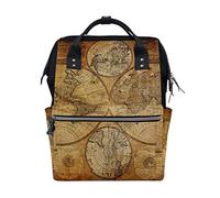 WowPrint Diaper Tote Bag Vintage World Map Nappy Bag Large Capacity Organiser Multifunction Travel Backpack for Baby Care