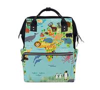 WowPrint Diaper Tote Bag World Map Animal Pattern Nappy Bag Large Capacity Organiser Multifunction Travel Backpack for Baby Care