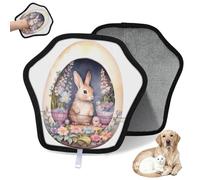 WowPrint Easter Flower Eggs Rabbit Pet Hair Removal Glove for Cat Dog Reusable Electrostatic Pet Hair Gloves Brush Tool for Couch Clothing Carpet Furniture Car Seat 2 Pack