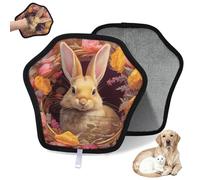 WowPrint Easter Flower Rabbit Pet Hair Removal Glove for Cat Dog Reusable Electrostatic Pet Hair Gloves Brush Tool for Couch Clothing Carpet Furniture Car Seat 2 Pack