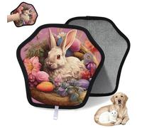 WowPrint Easter Rabbit Bunny Eggs Flower Pet Hair Removal Glove for Cat Dog Reusable Electrostatic Pet Hair Gloves Brush Tool for Couch Clothing Carpet Furniture Car Seat 2 Pack