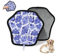 WowPrint Ethnic Floral Chicken Pet Hair Removal Glove for Cat Dog Floral Flower Reusable Electrostatic Pet Hair Gloves Brush Tool for Couch Clothing Carpet Furniture Car Seat 2 Pack
