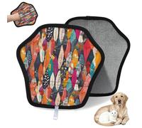 WowPrint Feathers Pattern Pet Hair Removal Glove for Cat Dog Reusable Electrostatic Pet Hair Gloves Brush Tool for Couch Clothing Carpet Furniture Car Seat 1 Pack