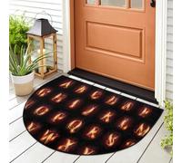 WowPrint Fire Burning Letters Doormat Entrance Mat Rug Letters Alphabet Area Rugs Indoor Outdoor Washable Absorbent Non-Slip Floor Mat Carpet 91.4 x 61 cm