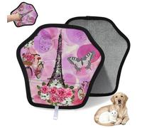 WowPrint Flower Butterfly Bicycle Tower Eiffel Pet Hair Removal Glove for Cat Dog Reusable Electrostatic Pet Hair Gloves Brush Tool for Couch Clothing Carpet Furniture Car Seat 1 Pack