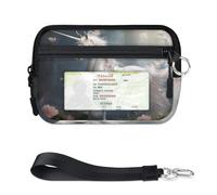 WowPrint Flower Magic Unicorn Horse Mini Zip Card Case for Women Men with ID Window Wallet Portable Lightweight Small Purses Zipper Coin Card Organizer Bag