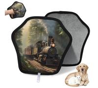 WowPrint Forest Vintage Steam Train Pet Hair Removal Glove for Cat Dog Reusable Electrostatic Pet Hair Gloves Brush Tool for Couch Clothing Carpet Furniture Car Seat 1 Pack