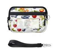 WowPrint Fruit Strawberry Cherries Blueberries Mini Zip Card Case for Women Men with ID Window Wallet Portable Lightweight Small Purses Zipper Coin Card Organizer Bag