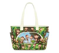 WowPrint Funny Forest Monkeys Tote Bag for Women Monkeys Handbag Lightweight Quilted Puffer Tote Bags Large Zip Briefcase Shoulder Bag for Travel Work Gym