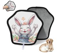 WowPrint Funny Watercolor Flower Rabbit Pet Hair Removal Glove for Cat Dog Reusable Electrostatic Pet Hair Gloves Brush Tool for Couch Clothing Carpet Furniture Car Seat 2 Pack