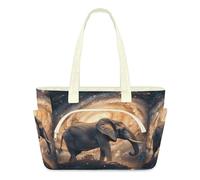 WowPrint Galaxy African Elephant Tote Bag for Women Handbag Lightweight Quilted Puffer Tote Bags Large Zip Briefcase Shoulder Bag for Travel Work Gym