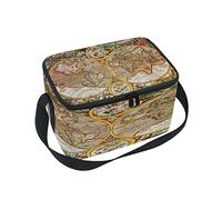 WowPrint Insulated Lunch Bag, Vintage World Map Reusable Cooler Lunch Boxes Cool Bag for Adults Men Women Kids Girls Boys
