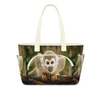 WowPrint Jungle Squirrel Monkey Tote Bag for Women Funny Monkey Handbag Lightweight Quilted Puffer Tote Bags Large Zip Briefcase Shoulder Bag for Travel Work Gym