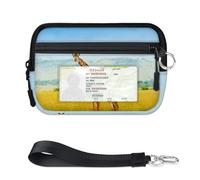 WowPrint Kenya Giraffe Animals Mini Zip Card Case for Women Men with ID Window Giraffe Design Wallet Portable Lightweight Small Purses Zipper Coin Card Organizer Bag