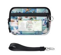 WowPrint Lighthouse Sailing Theme Mini Zip Card Case for Women Men with ID Window Oceans Lighthouse Wallet Portable Lightweight Small Purses Zipper Coin Card Organizer Bag