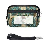 WowPrint Mandala Flowers Butterflies Mini Zip Card Case for Women Men with ID Window Wallet Portable Lightweight Small Purses Zipper Coin Card Organizer Bag