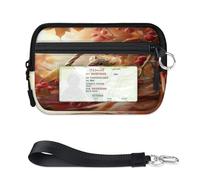 WowPrint Mouse Autumn Berries Mini Zip Card Case for Women Men with ID Window Wallet Portable Lightweight Small Purses Zipper Coin Card Organizer Bag