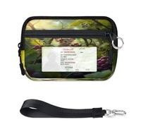 WowPrint Mouse Forest Berries Mini Zip Card Case for Women Men with ID Window Wallet Portable Lightweight Small Purses Zipper Coin Card Organizer Bag