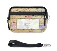 WowPrint Music Note Ballet Dancer Mini Zip Card Case for Women Men with ID Window Wallet Portable Lightweight Small Purses Zipper Coin Card Organizer Bag