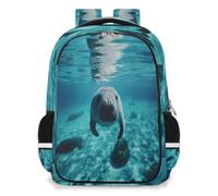 WowPrint Ocean Manatee Backpack Multifunction Large Capacity Rucksack School Bookbag Back Pack Hiking Travel Casual Laptop Daypack Bags for Boys Girls Men Women