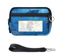 WowPrint Oceans Sea Sharks Mini Zip Card Case for Women Men with ID Window Wallet Portable Lightweight Small Purses Zipper Coin Card Organizer Bag