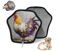 WowPrint Oil Flower Rooster Chicken Pet Hair Removal Glove for Cat Dog Reusable Electrostatic Pet Hair Gloves Brush Tool for Couch Clothing Carpet Furniture Car Seat 2 Pack