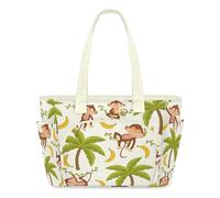 WowPrint Palmtree Banana Monkey Tote Bag for Women Monkey Cute Handbag Lightweight Quilted Puffer Tote Bags Large Zip Briefcase Shoulder Bag for Travel Work Gym