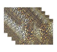 WowPrint Placemats Sets of 4 Animal Leopard Tiger Print Heatproof Easy Clean Personalised Table Mats for kitchen Dining Decor