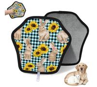 WowPrint Plaid Sunflower Cute Rabbit Pet Hair Removal Glove for Cat Dog Reusable Electrostatic Pet Hair Gloves Brush Tool for Couch Clothing Carpet Furniture Car Seat 2 Pack