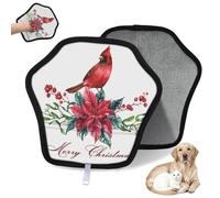 WowPrint Poinsettia Flowers Birds Pet Hair Removal Glove for Cat Dog Christmas Birds Reusable Electrostatic Pet Hair Gloves Brush Tool for Couch Clothing Carpet Furniture Car Seat 1 Pack