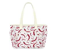 WowPrint Red Chilli Pepper Tote Bag for Women Pepper Handbag Lightweight Quilted Puffer Tote Bags Large Zip Briefcase Shoulder Bag for Travel Work Gym