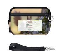 WowPrint Red Squirrel Mini Zip Card Case for Women Men with ID Window Cute Squirrel Wallet Portable Lightweight Small Purses Zipper Coin Card Organizer Bag