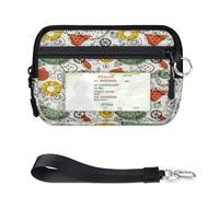 WowPrint Scandinavian Style Fruit Mini Zip Card Case for Women Men with ID Window Fruit Fattern Wallet Portable Lightweight Small Purses Zipper Coin Card Organizer Bag