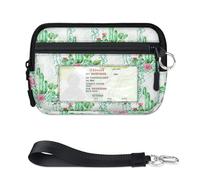 WowPrint Succulents Cactus Mini Zip Card Case for Women Men with ID Window Tropical Cactus Wallet Portable Lightweight Small Purses Zipper Coin Card Organizer Bag