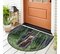 WowPrint Summer Forest Brown Bear Doormat Entrance Mat Rug Bear Animals Area Rugs Indoor Outdoor Washable Absorbent Non-Slip Floor Mat Carpet 91.4 x 61 cm