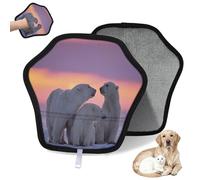 WowPrint Sunset Polar Bear Pet Hair Removal Glove for Cat Dog Animal Bear Reusable Electrostatic Pet Hair Gloves Brush Tool for Couch Clothing Carpet Furniture Car Seat 2 Pack
