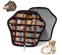 WowPrint Vintage Bookshelf Pet Hair Removal Glove for Cat Dog Bookshelf Library Reusable Electrostatic Pet Hair Gloves Brush Tool for Couch Clothing Carpet Furniture Car Seat 1 Pack