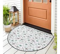 WowPrint Watercolor Dragonflie Flower Doormat Entrance Mat Rug Dragonflie Pattern Area Rugs Indoor Outdoor Washable Absorbent Non-Slip Floor Mat Carpet 91.4 x 61 cm