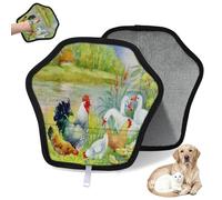 WowPrint Watercolor Yard Hen And Chicks Pet Hair Removal Glove for Cat Dog Chicks Chicken Reusable Electrostatic Pet Hair Gloves Brush Tool for Couch Clothing Carpet Furniture Car Seat 2 Pack