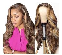 WOWQUEEN Ombre Lace Front Wig Human Hair 4/27 Highlight Honey Blonde 33x10cm HD Transparent Lace Front Wig Human Hair Pre Plucked Color Glueless Wavy Frontal Wigs for Women