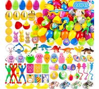 WOWSCAN [6 Golden Eggs] 60PCS Prefilled Easter Egg Fillers with Novelty Toys Inside, Easter Basket Stuffers Classroom Prizes Supplies Egg Hunt Party Favors for Kids Toddlers Boys Girls