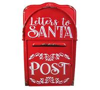 Wowser Distressed Hand Painted Red Metal Santa Mail Post Box, 15 1/4 Inch