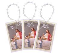 Wowser First Communion Faux Crystal Bracelet with Prayer Card, Set of 3, Sacramental Accessory, Religious Gift