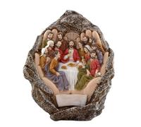 Wowser Last Supper Religious Statue, Resin Stone Carved Design, 11.5 inches