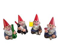 Wowser Miniature Lawn Gnomes Happy Time Group Drunk Garden Gnome Figurines, 3 1/2 Inches