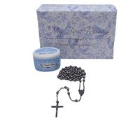 Wowser My First Baptism Rosary with Ceramic Case, Catholic Keepsake Gift Set for Boys, 20.5 Inches