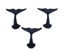 Wowser Navy Blue Whale Tail Cast Iron Wall Hooks, Wall Mounted for Hanging Clothes & Accessories, Nautical Home & Office Decor, Set of 3, 4.75 Inches High