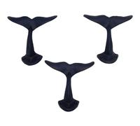 Wowser Navy Blue Whale Tail Cast Iron Wall Hooks, Wall Mounted for Hanging Coats, Purses, Towels, Hats, Beach Themed Wall Décor, Set of 3, 4.5 Inches High
