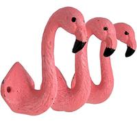 Wowser Pink Flamingo Cast Iron Coat Hooks, Set of 3